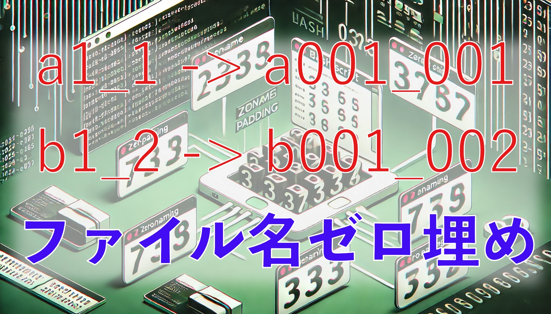Featured image of post ファイル名に数字の部分があったら、桁数を引数で指定してゼロ埋めするbashスクリプト