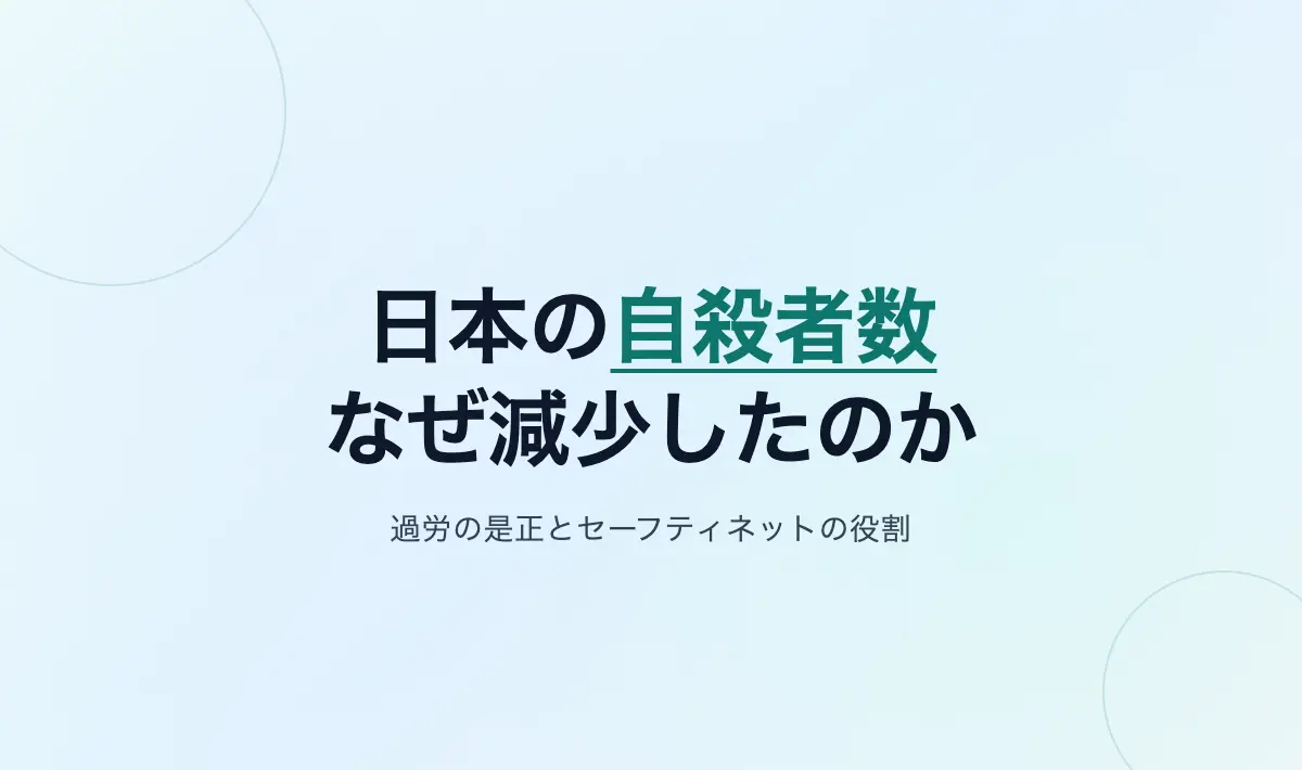 Featured image of post 日本の自殺者数の推移と減少要因：過度な労働の是正とセーフティネットの役割